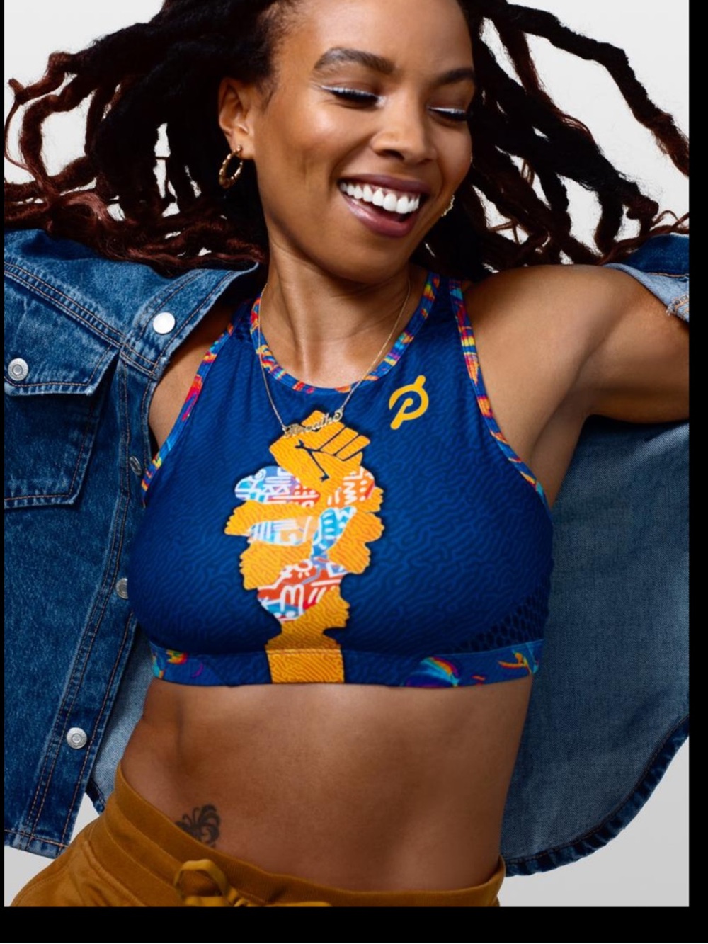 Peloton x Temi Coker Black History Month Collection Crop Top Sports Bra Size M
